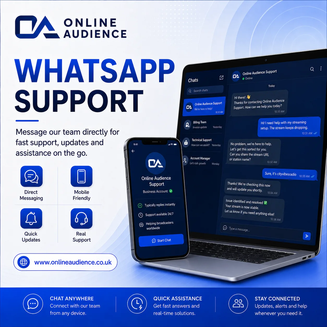 A stronger presentation for whatsapp support.